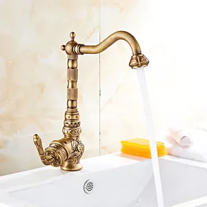 Độc xử lý Châu Âu Antique kết thúc Brass hot và lạnh lưu vực vòi nước cho phòng tắm