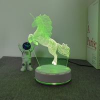 Lampe de nuit moderne 3D Animal Horse Panneau acrylique Base en ABS pour lampe de bureau pour adolescents