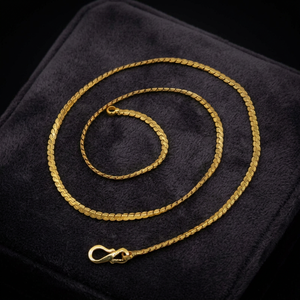 Wholesale 14K 18K 24K Micron Gold Flat Snake Chain <b>Necklace</b>, Brass Fashion Chain, Modern Chain Design, Snake Link Style Chain. - Product Image 1
