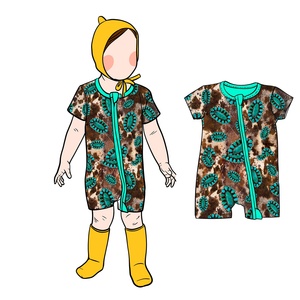 Pijamas de Algodón Tejido con Estampado Hawaiano Personalizables en Oferta, para Niñas, Talla Grande, Manga Corta, Mono de Una Pieza - Product Image 4
