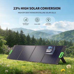 Estación de Energía Solar Portátil de 200W, Cargador Plegable de Alta Eficiencia (23.5%), 4 Soportes, Resistente al Agua IP65 - Product Image 2