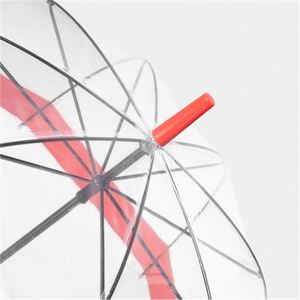 Parapluie manuel transparent de 23 pouces, 8 baleines, forme dôme, avec bordure de 8 cm et embouts de poignée de couleur assortie - Product Image 4