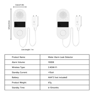 Tuya WiFi Water Leak Sensor 130DB Water Leak <strong>Detector</strong> Smart Life APP Notification Alerts Water <strong>Flood</strong> Leak Alarm Home Security - Product Image 5