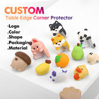 MOQ 3000 pièces, logo personnalisé, protection d'angle de table en silicone/PVC écologique, design de dessin animé pour table basse, protection d'angle de sécurité pour bébé