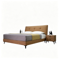 Nordic Light Luxury Soft Bed Frame Brushed Leather Upholstery Metal Pinewood Construction Adjustable Design Eco-Friendly Durable