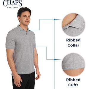 Chaps Polo classique pour homme en piqué extensible à manches courtes en coton anti-plis gris S 2XL - Product Image 5