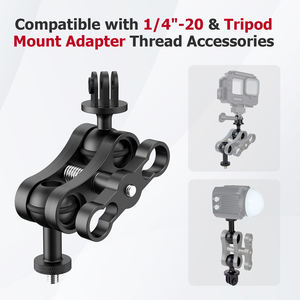 Clip papillon Mechrig avec deux têtes de boule de 1/4 ", support de pince à ressort en aluminium CNC pour appareils <span class=keywords><strong>photo</strong></span> <span class=keywords><strong>GoPro</strong></span>/Insta360/DSLR - Product Image 3