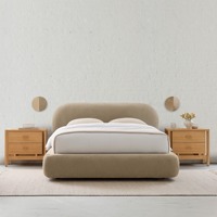 Lits capitonnés sur mesure de haute qualité, taille king et double, pour la maison, lit moelleux, luxe, cadre de lit en bois, en lin/velours