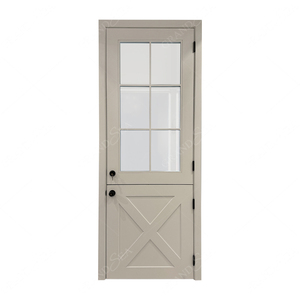 דגם האחרון דלתות עץ מלא טעם עם עיצוב זכוכית - Product Image 1