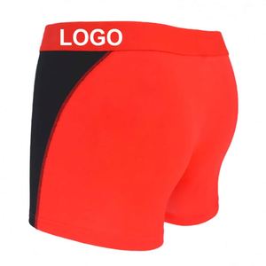 Calzoncillos bóxer de tiro medio para hombre, estilo europeo-americano, transpirables, de seda de leche, absorbentes del sudor, para fitness y deportes, con bloques de color rojo y negro. - Product Image 2