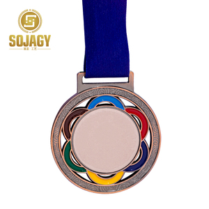 Logo personnalisé Blanks Sublimation Ribbon Awards Metal Trophy Sports Custom Trophées and Medals Plaques 2024 <span class=keywords><strong>Paris</strong></span> Gold Blank Medal - Product Image 6