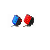 J&Z TECH 12V/24V Feu arrière stroboscopique LED bleu pour moto, balise de patrouille, montage sur poteau en aluminium, accessoire de voiture d'avertissement, Réf. OE