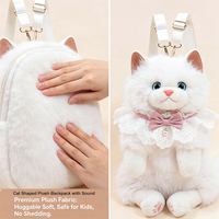 Sac à dos en peluche motif chat Kawaii avec son couinement, sangle réglable douce, idéal pour filles, école, voyage, cadeau