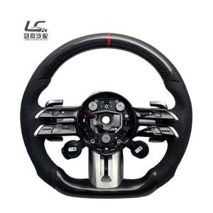 Volant en fibre de carbone de luxe pour Mercedes W206 W205 W222 W223 W213 W177 <span class=keywords><strong>AMG</strong></span> GT GLS63 GLE63 SL63 <span class=keywords><strong>G63</strong></span> A45 C63 E63 Fait à la main - Product Image 1