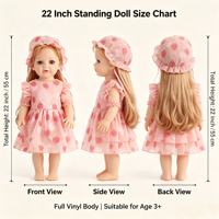 Poupée Reborn réaliste de 22 pouces, corps entièrement en vinyle, aspect de nouveau-né, vêtements assortis, personnalisable, vente en gros, cadeau