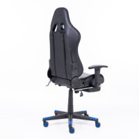 Chaise de bureau en cuir bleu robuste avec base en nylon, dossier haut, confort pour une longue utilisation, chaise de jeu moderne réglable avec éclairage RGB