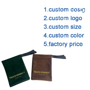 Pochette à bijoux en velours à cordon de serrage avec logo doré, prix d'usine, pas cher - Product Image 2