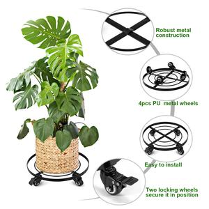 Soporte para maceta de uso de suelo de jardín de planta redonda de Metal resistente fácil de mover soporte para maceta de hierro <span class=keywords><strong>con</strong></span> diseño de carrito - Product Image 6