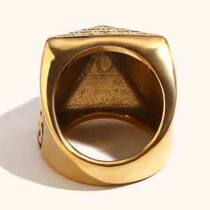 Anillo <span class=keywords><strong>de</strong></span> hombre retro americano europeo nicho creativo <span class=keywords><strong>de</strong></span> acero inoxidable chapado en oro <span class=keywords><strong>de</strong></span> 18 quilates con circón piramidal <span class=keywords><strong>de</strong></span> vid como piedra principal - Product Image 4