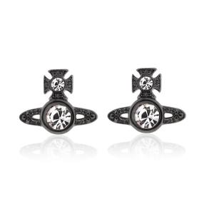 Pendientes de Saturno Clásicos de la Reina de la Moda Vivienne, con Circonita, Cobre, Estilo Lujoso y Elegante, Combinan con Todo, Joyería para Mujer - Product Image 2