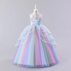 Q1029 vestido de fiesta de <span class=keywords><strong>unicornio</strong></span> para niños, venta al por mayor, el último Vestido largo de Frock, vestido de cumpleaños para niña pequeña <span class=keywords><strong>princesa</strong></span> hinchada - Product Image 6