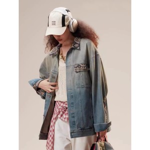 Chaqueta informal de tendencia Otoño Invierno 2025 para mujer, nuevo abrigo de mezclilla con contraste de Color, diseño versátil de empalme de flores de anacardo - Product Image 2