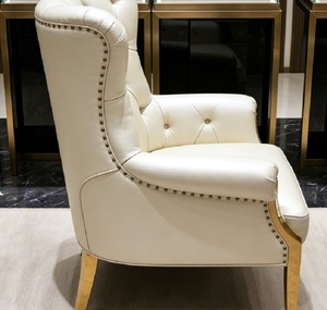 <span class=keywords><strong>Fauteuil</strong></span> <span class=keywords><strong>Chesterfield</strong></span> de luxe capitonné en <span class=keywords><strong>cuir</strong></span> véritable avec accoudoirs, pieds en acier inoxydable doré, chaise de réception haut de gamme pour - Product Image 3