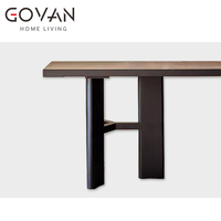 Table à manger en bois d'orme massif de style Wabi Sabi pour l'intérieur - Imperméable, durable, écologique, taille personnalisable pour hôtel, appartement, villa
