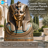 Buste de Pharaon Égyptien en Bronze, Sculpture par Coulée à la Cire Perdus, Statue de Portrait de Roi, Décoration Durable pour Hôtels, Places, Musées, Cours