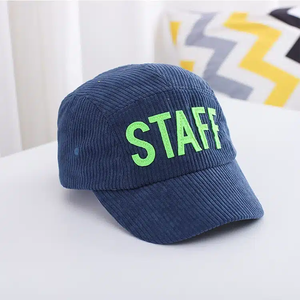 Custom Logo Black Corduroy <b>Baseball</b> <b>Cap</b> Staff Embroidery 6 Panel Adjustable Unisex Casual Hat - Product Image 1