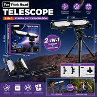 Télescope astronomique et jumelles 2-en-1 pour enfants EPT, jouet STEM avec trépied et support pour téléphone pour la découverte de l'espace et de la nature, 6 ans et plus