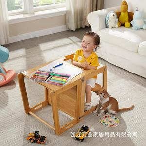 <b>Bamboo</b> 4 In 1 Standing <b>Stool</b> For Children Age 1 6 Solid Wood Baby Handwashing Ladder With Handrails Multifunctional High Chair - Product Image 3
