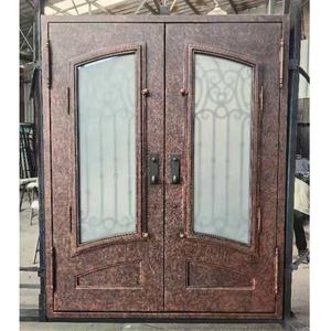 Puertas de Entrada para Edificios Americanos, de Hierro Forjado, Vidrio y Acero, Diseño Gráfico Moderno, Plegables, de Vidrio Teñido - Product Image 1