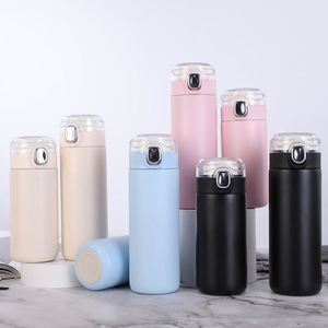 Custom Logo 400ml Stainless Steel Transparent Spring Cover Cup Male and Female Student Insulated Water <b>Bottles</b> Free Shipping - Product Image 1