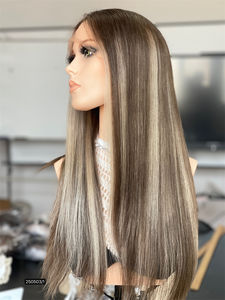 Perruque de cheveux humains de qualité supérieure HD Lace Wig Glueless Part Anywhere Brown Color With Highlight Prêt à expédier - Product Image 3