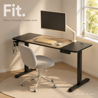 Bureau électrique réglable en hauteur AOR pour télétravail, en bois MDF, avec structure métallique, montage facile, vente en gros usine