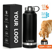 Bouteille d'eau portable pour chien et chat de 32 oz, bols en acier inoxydable, bouteille d'hydratation pour animaux de compagnie isolée pour les voyages, avec couvercle anti-fuite