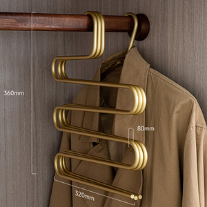 Appendiabiti a 5 livelli a forma di S in alluminio dorato <span class=keywords><strong>per</strong></span> pantaloni - Product Image 2