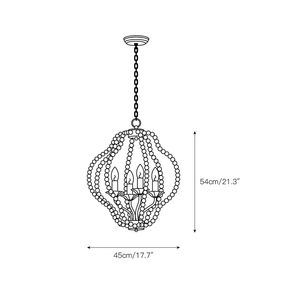 Lustre Marie Lucie-<span class=keywords><strong>Globe</strong></span> en perles de bois blanc avec candélabre en fer, pendentif Boho Coastal Farmhouse pour chambre à coucher, chambre d'enfant, foyer - Product Image 3
