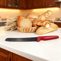 Ensemble de couteaux de cuisine professionnels 6 pièces en acier inoxydable, couteaux de chef, éplucheur, lames revêtues, manches en plastique, emballage en boîte cadeau