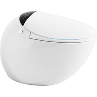 WC intelligent rond avec capteur au sol, siège de toilette intelligent intégré, chasse d'eau automatique, double chasse, fixation au sol, séchage à air chaud