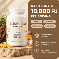 Capsules de Nattokinase 10000 FU par Portion, 120 Capsules Végétales, Enzyme Natto Naturelle avec CoQ10, Curcuma, Ail Vieilli et Écorce de Pin