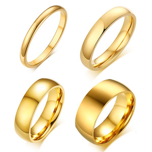 Anillo de <span class=keywords><strong>Boda</strong></span> de Acero Inoxidable de 2 mm, 4 mm, 6 mm, 8 mm, Chapado en Oro de 18 Quilates <span class=keywords><strong>para</strong></span> Parejas, Venta al por Mayor - Product Image 1