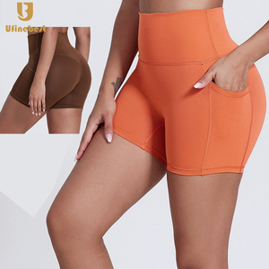 Cool Fitness Athletic Gym <span class=keywords><strong>Shorts</strong></span> con diseño en forma de V Cierre de cintura elástica Patrón sólido Entrenamiento Running Biker <span class=keywords><strong>Shorts</strong></span> Pocket - Product Image 1