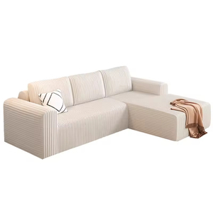 Canapé en tissu en forme de L avec rangement intégré, doté d'un design sans cadre et d'un mousse moulée monobloc - Product Image 1