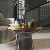 Nordique De Luxe Moderne Salontafel Couchtisch Marbre Top End Coffes Table Ensemble Canapé Côté Ronde En Verre Table Basse
