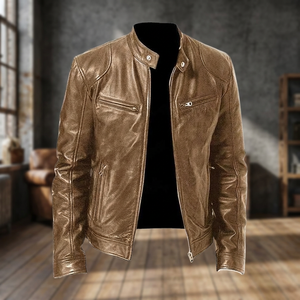 BS International Washable Genuine Leather Canvas <b>Racer</b> <b>Jacket</b> 100% Original Made Uttar Pradesh Durable Eco-Friendly Unisex - Product Image 1