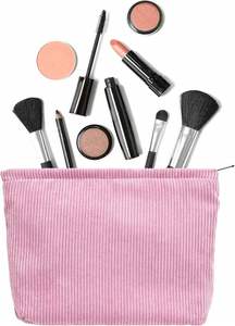 Bolsa de Cosméticos Rosa de Pana Plana Multiusos para Almacenamiento de Artículos de Joyería, Deportivos, de Viaje, de Estudio y de Trabajo, al por Mayor - Product Image 2