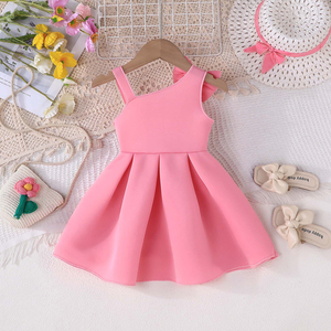 Squisito <span class=keywords><strong>elegante</strong></span> abito da principessa per bambine monospalla senza maniche traspirante <span class=keywords><strong>abbigliamento</strong></span> per bambini di più colori - Product Image 2