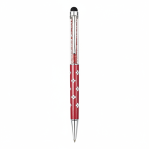 Penna Stilo in Alluminio con Fiore Rosso - Product Image 2
